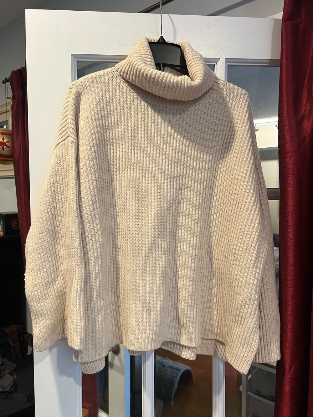 Demylee oversized Cozy Ribbed Turtleneck Sweater in Cream